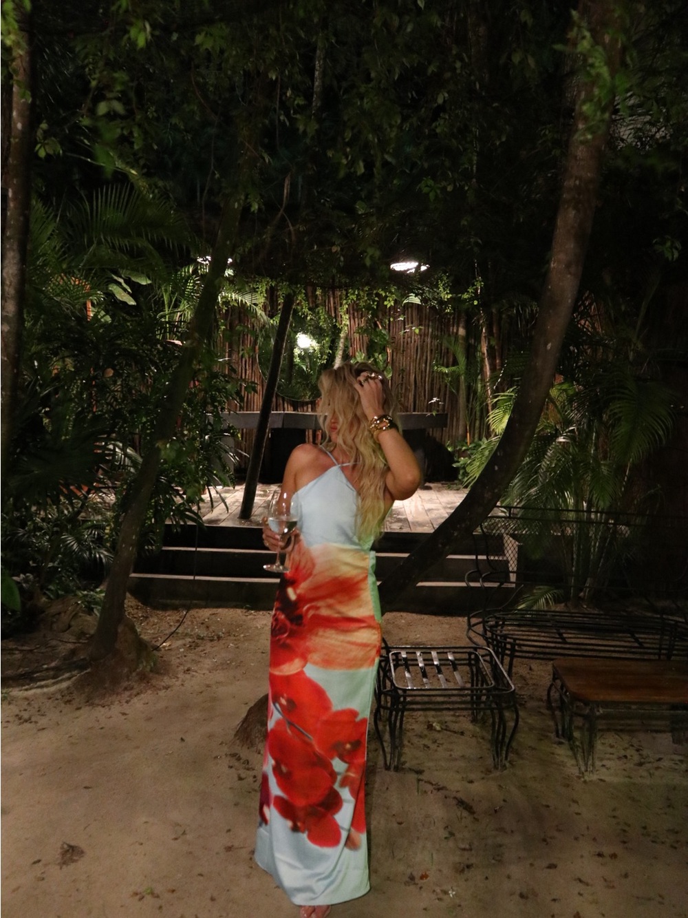 Peppermayo Sky Blue Maxi Dress with Red Floral Print - Picture 5 of 9